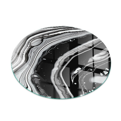Glass hearth for stove round Abstract waves and lines