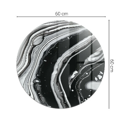 Glass hearth for stove round Abstract waves and lines