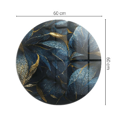 Glass hearth for stove round Elegant leaves in texture