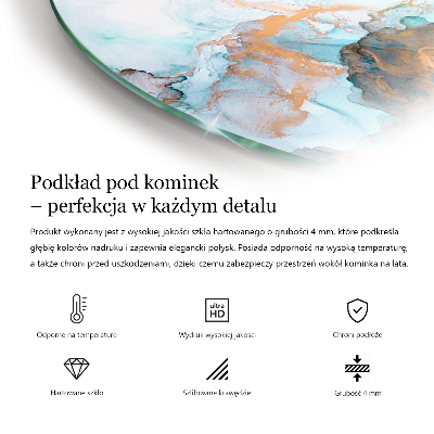 Glass hearth pad round Abstract fluid pattern