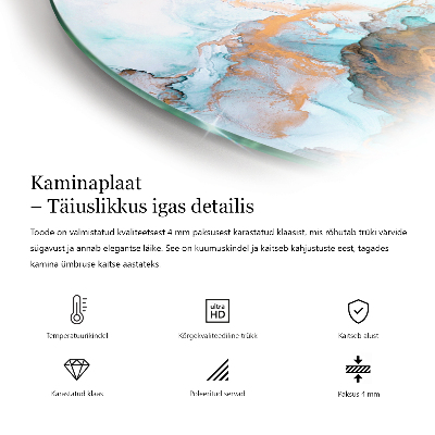 Glass hearth pad round Abstract fluid pattern