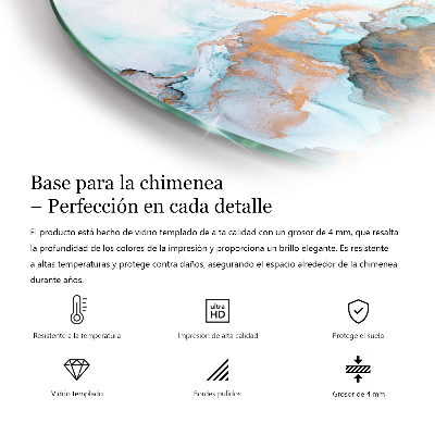 Glass hearth pad round Abstract fluid pattern