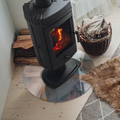 Glass hearth pad round Abstract fluid pattern