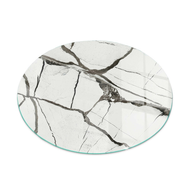 Glass hearth for stove round Marble vein pattern