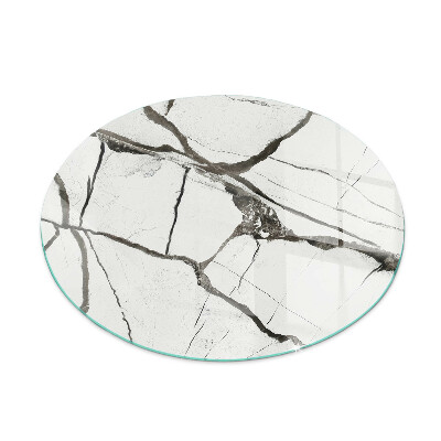 Glass hearth for stove round Marble vein pattern