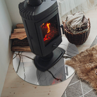Glass hearth for stove round Marble vein pattern
