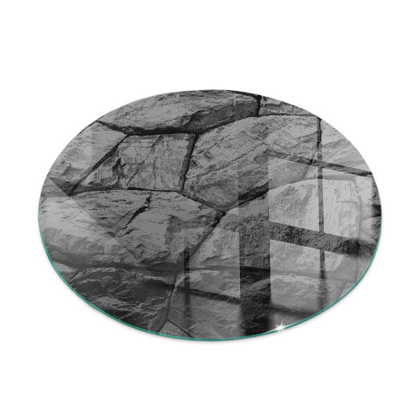 Glass hearth pad round Natural stone pattern