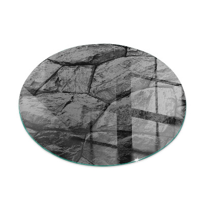Glass hearth pad round Natural stone pattern