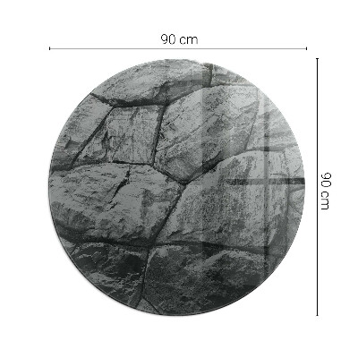 Glass hearth pad round Natural stone pattern