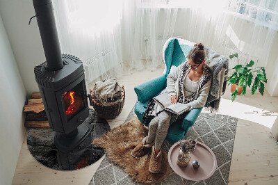 Glass hearth pad round Natural stone pattern