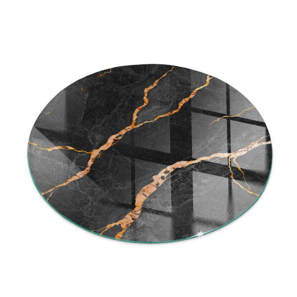 Glass hearth for stove round Elegant marble with veins
