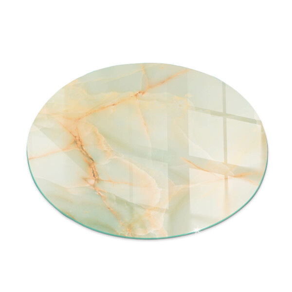 Glass hearth for stove round Abstract marble pattern
