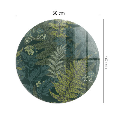 Glass hearth for stove round Plant motifs with butterflies