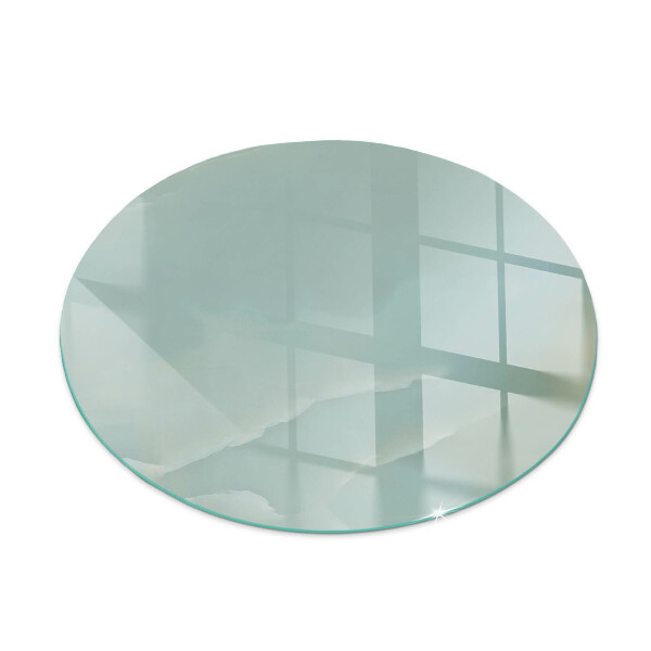 Glass hearth for stove round Delicate marble pattern