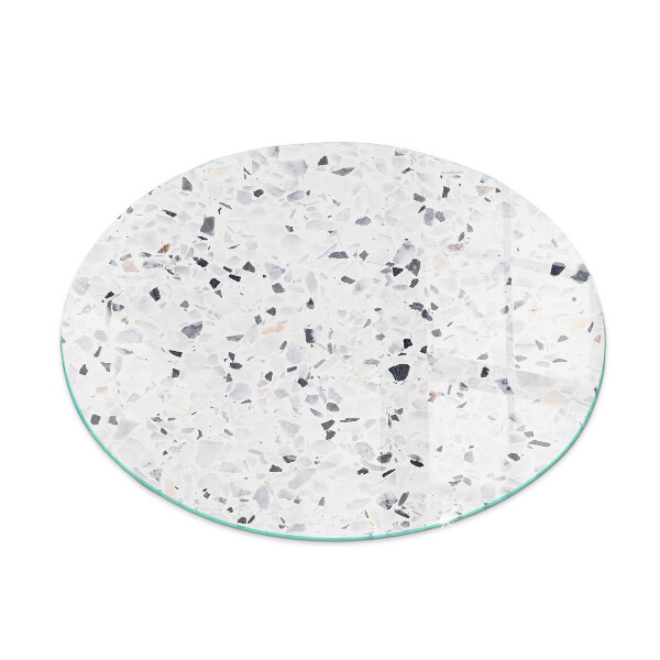 Glass hearth for stove round Stone pattern with particles
