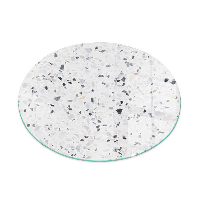 Glass hearth for stove round Stone pattern with particles