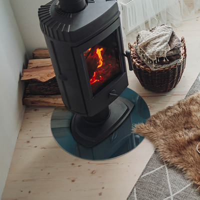 Glass hearth for stove round Sea Color