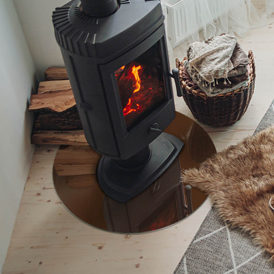 Glass hearth for stove round Color Brown