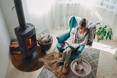 Glass hearth for stove round Color Brown