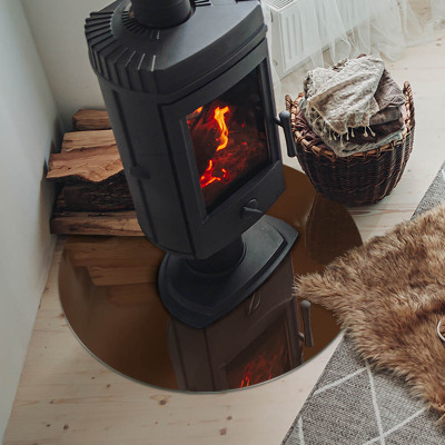 Glass hearth for stove round Color Brown
