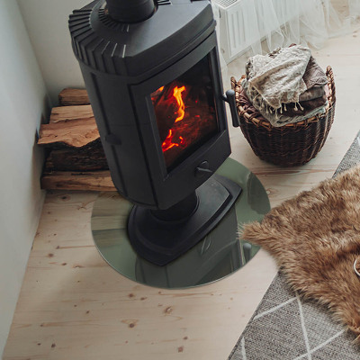 Glass hearth for stove round Color Olive
