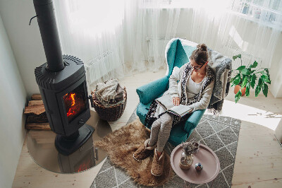 Glass hearth for stove round Color Brown