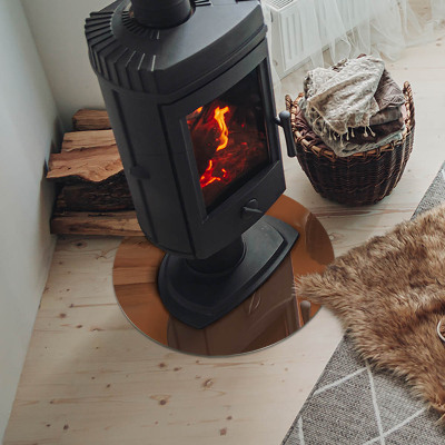 Glass hearth for stove round Color Brown