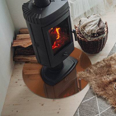 Glass hearth for stove round Color Brown