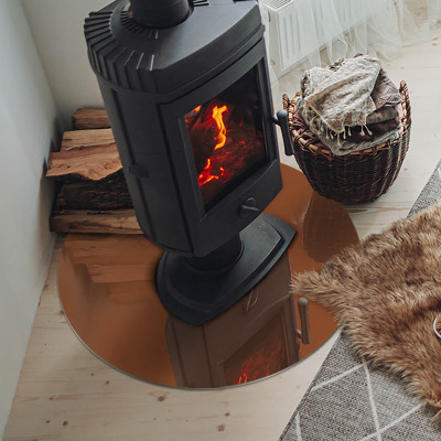 Glass hearth for stove round Color Brown