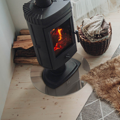 Glass hearth for stove round Color Brown