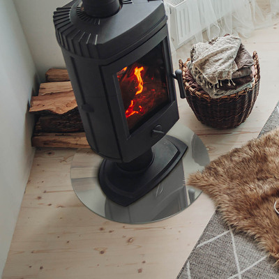 Glass hearth for stove round Color Gray-green