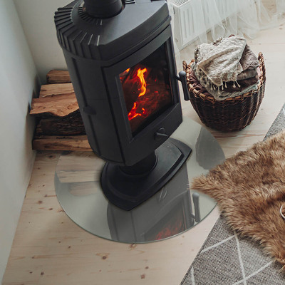 Glass hearth for stove round Color Gray-green