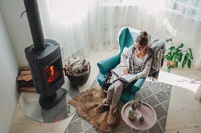 Glass hearth for stove round Color Gray-green