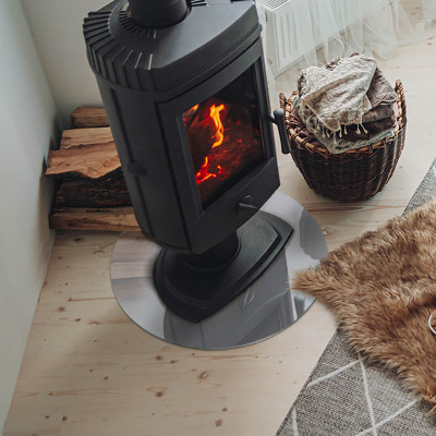 Glass hearth for stove round Color Gray