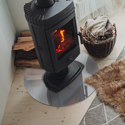Glass hearth for stove round Color Gray