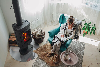 Glass hearth for stove round Color Gray