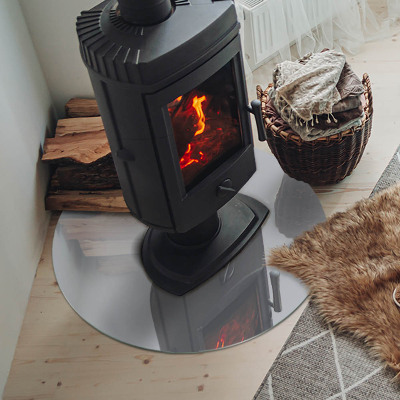 Glass hearth for stove round Color Gray