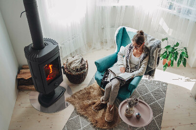 Glass hearth for stove round Color: Light brown