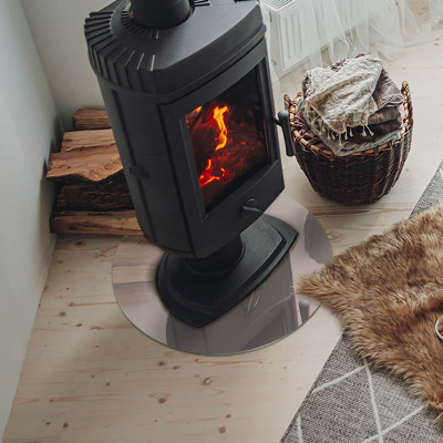 Glass hearth for stove round Color: Light brown