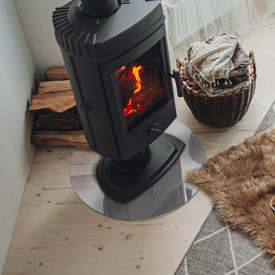 Glass hearth for stove round Color Gray