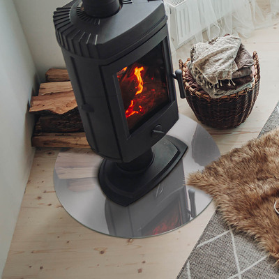 Glass hearth for stove round Color Gray