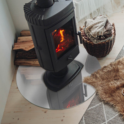Glass hearth for stove round Color Gray