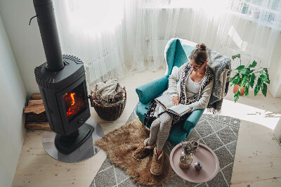 Glass hearth for stove round Color Light grey