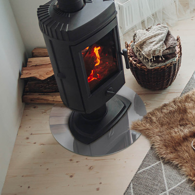 Glass hearth for stove round Color Light grey