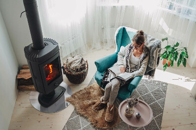 Glass hearth for stove round Color Light grey