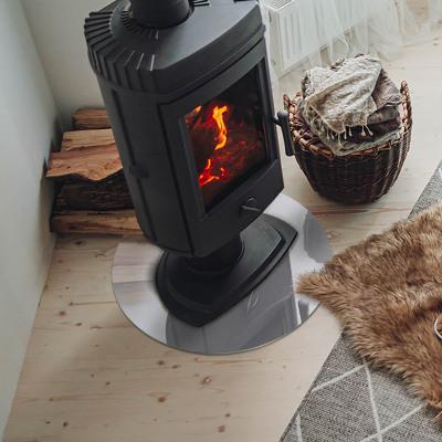 Glass hearth for stove round Color Light grey