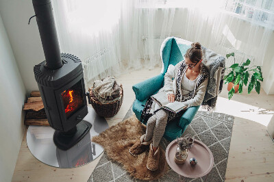 Glass hearth for stove round Color Light grey