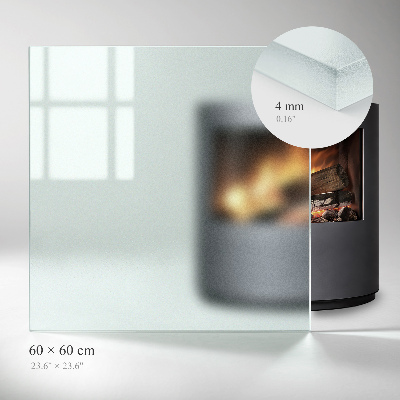 Rectangular glass hearth plate Frosted glass