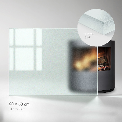Rectangular glass hearth plate Frosted glass