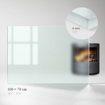 Rectangular glass hearth plate Frosted glass